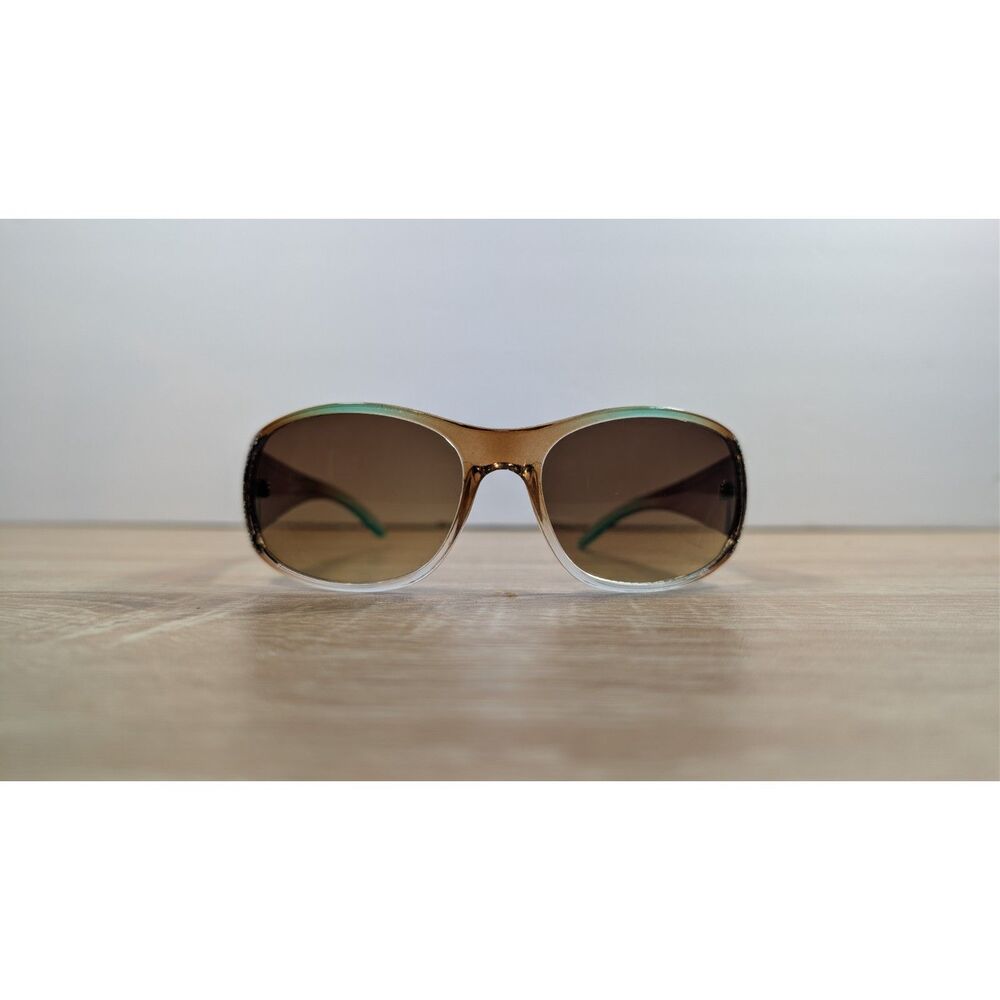 Solar Accents Womens Brown Gradient Sunglasses Teal Arms